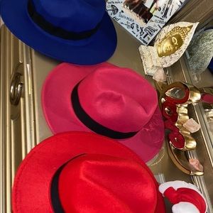 Fedora Hats Red Pink Blue Buy All 3 For one price